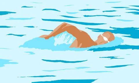 Vector background a man swimming in the pool Stock Illustration