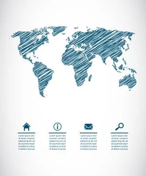 Vector background; map with special sketch design Stock Illustration