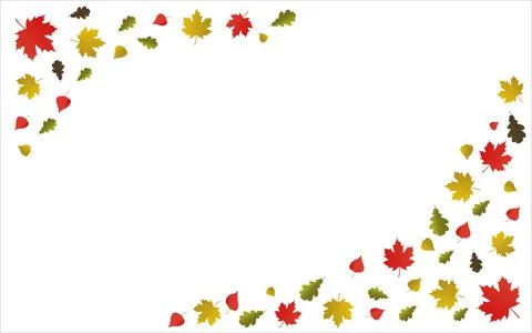 Vector background with maple, oak and birch falling autumn leaves. Illustrazione stock