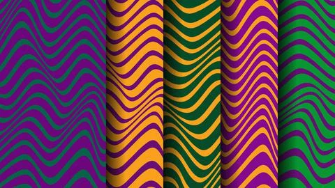 Vector Background with Mardi Gras stripes. Undulating Pattern Stock Illustration