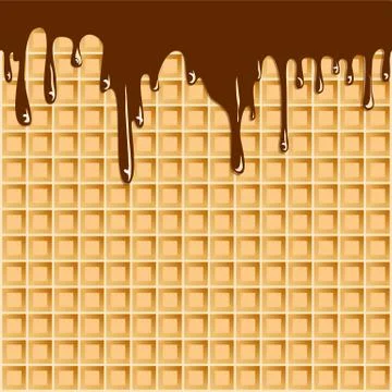 Vector background with melting chocolate on wafer Stock Illustration