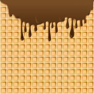 Vector background with melting chocolate on wafer Stock Illustration
