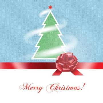 Vector  background Merry Chrystmas with ribbon and bow Stock Illustration