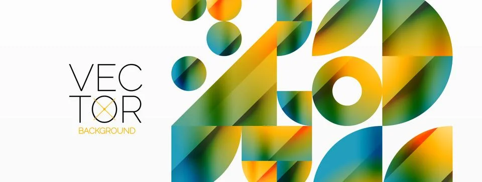 Vector background. Minimalist geometric backdrop adorned with circles and shapes Stock Illustration