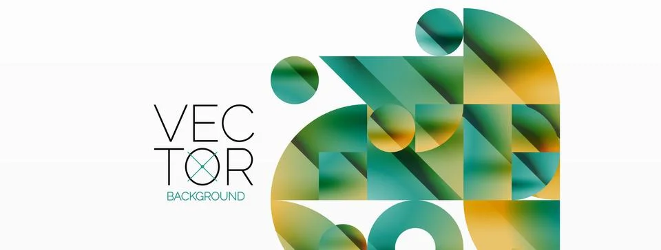 Vector background. Minimalist geometric backdrop adorned with circles and shapes Illustrazione stock