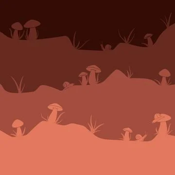 Vector background with mushrooms and snails. Stock Illustration