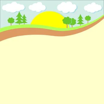 Vector background, nature. Green trees and clouds Stock Illustration