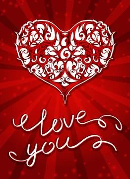 Vector background with ornate heart. Stock Illustration