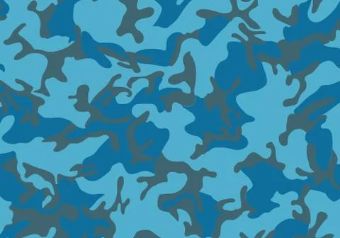 Vector background pattern of summer army camouflage, Blue color stlye, Camouf Stock Illustration