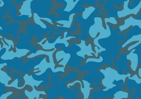 Vector background pattern of summer army camouflage, Blue color stlye, Camouf Stock Illustration