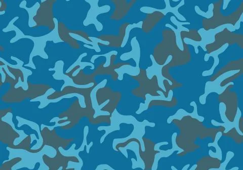Vector background pattern of summer army camouflage, Blue color stlye, Camouf Stock Illustration