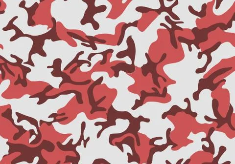 Vector background pattern of summer army camouflage, Brown white and red colo Stock Illustration