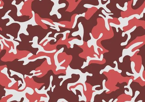 Vector background pattern of summer army camouflage, Brown white and red colo Stock Illustration