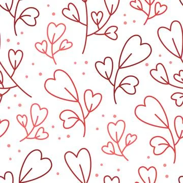 Vector background with plants in the form of hearts. Valentines day Stock Illustration