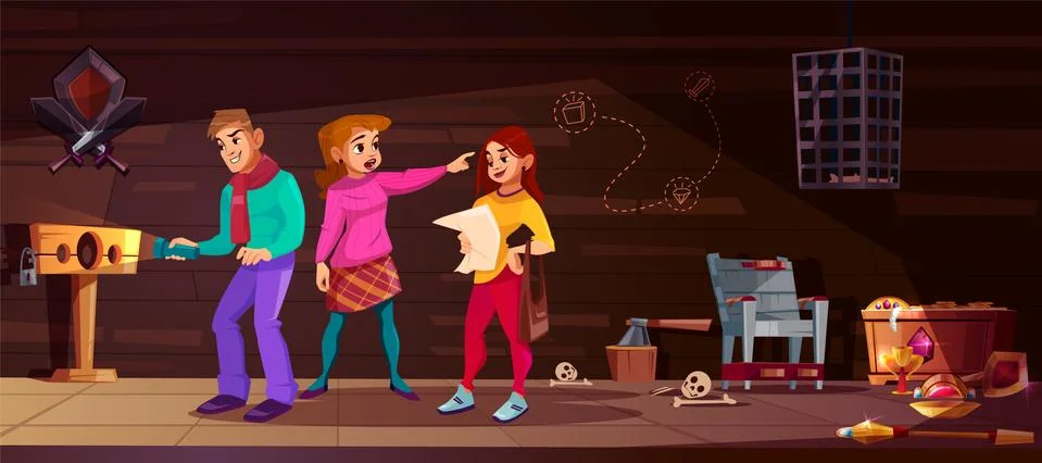 Vector background for quest with young people Stock Illustration