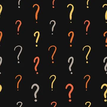 Vector background - question marks doodle ink style seamless texture. Stock Illustration