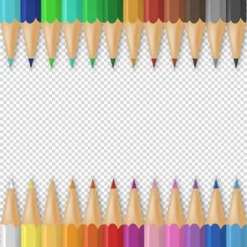 Vector background with realistic 3D wooden colorful colored pencils or crayons Illustrazione stock