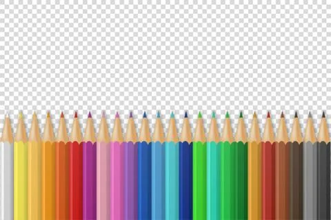 Vector background with realistic 3D wooden colorful colored pencils or crayons Stock-Illustration