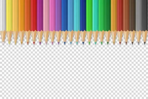 Vector background with realistic 3D wooden colorful colored pencils or crayons Stock Illustration