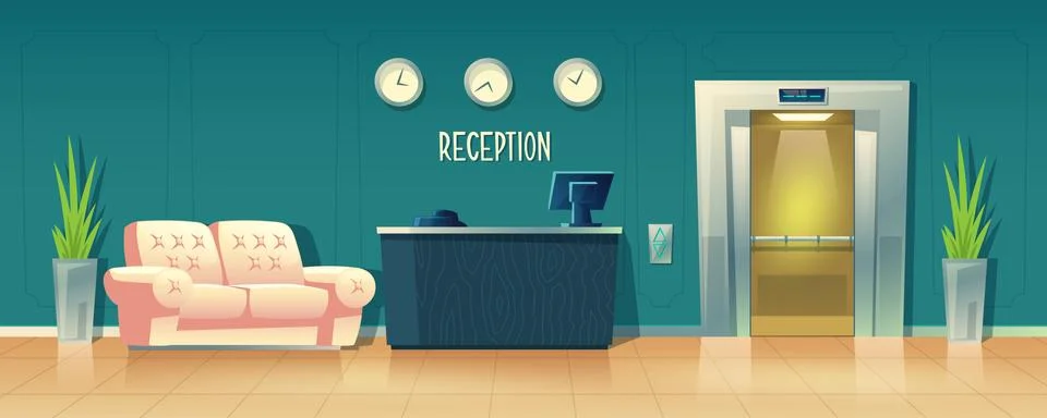 Vector background with reception desk in hotel Illustrazione stock