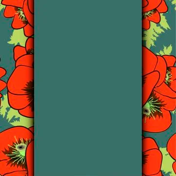 Vector background with red  poppies Stock Illustration