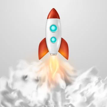 Vector background with retro space rocket ship launch, Template for project Stock Illustration