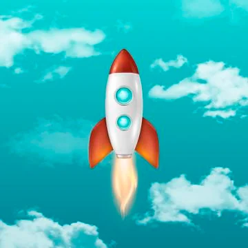 Vector background with retro space rocket ship launch, Template for project Stock Illustration