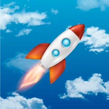 Vector background with retro space rocket ship launch, Template for project Stock Illustration