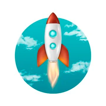 Vector background with retro space rocket ship launch, Template for project Stock Illustration