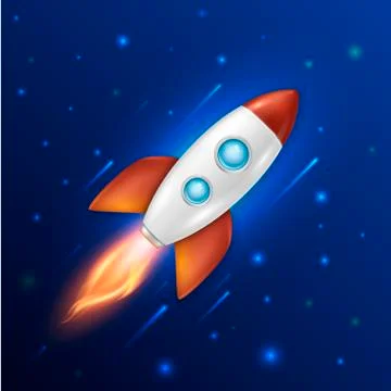 Vector background with retro space rocket ship launch, Template for project Stock Illustration