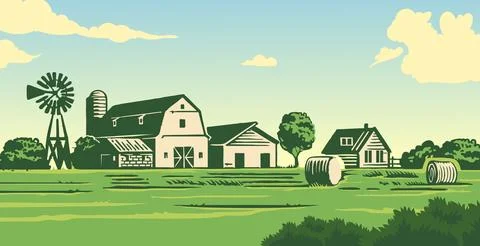 Vector background scenery of countryside Stock Illustration