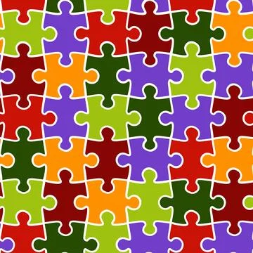 Vector background seamless pattern of multicolored puzzles. Stock Illustration