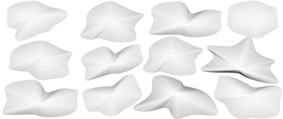 Vector background. Set of black thick lines. Lines in the shape of a circle.. Stock Illustration