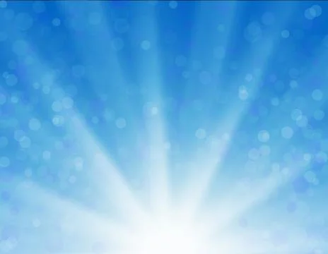 Vector background with shiny sun over a blue sky Illustrazione stock