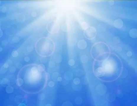 Vector background with shiny sun over a blue sky Illustrazione stock