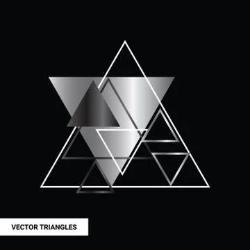 Vector background with silver trinagles on black Stock Illustration