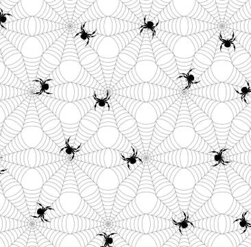 Vector background of spiders and webs Stock Illustration