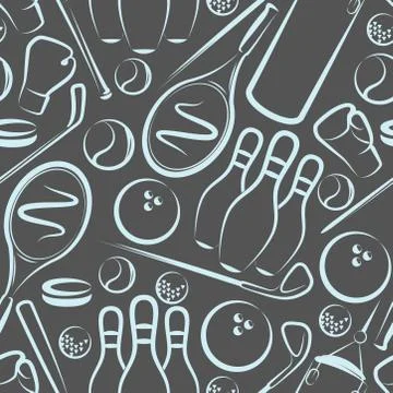 Vector background with sport items. seamless pattern Stock Illustration