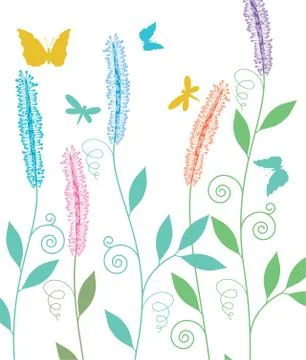 Vector background with spring flowers Stock Illustration