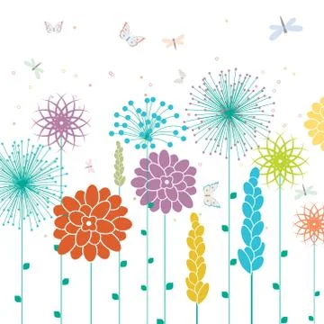 Vector background with spring flowers Stock Illustration