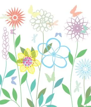 Vector background with spring flowers Stock Illustration