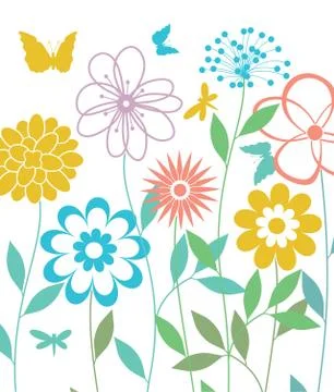 Vector background with spring flowers Stock Illustration