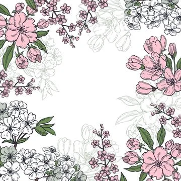 Vector background with spring flowers. Stock Illustration