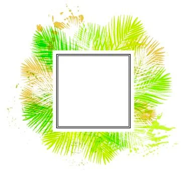 Vector background summer green card leaves palm Stock Illustration