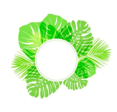Vector background summer green card leaves palm 스톡 일러스트