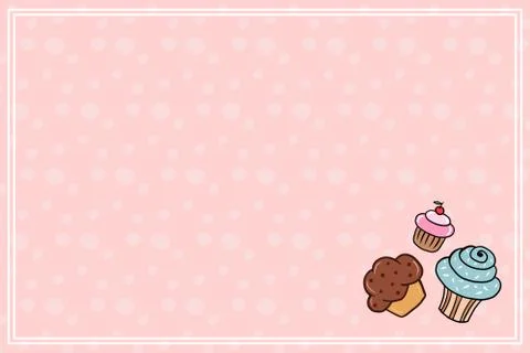 Vector background with sweets. Illustration of cupcakes in cartoon style Stock Illustration