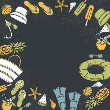 Vector background with swimming accessories. Stock Illustration