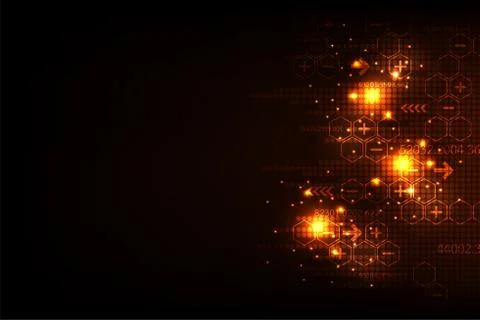 Vector background technology in digital concept on a dark orange background. 스톡 일러스트