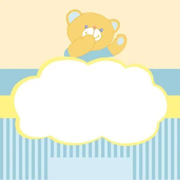 Vector background with teddy bear. Kiss, love, space for text. Card for newborn Stock Illustration