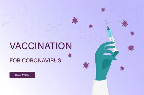 Vector background with text Vaccination for coronavirus. Flat illustration Stock Illustration